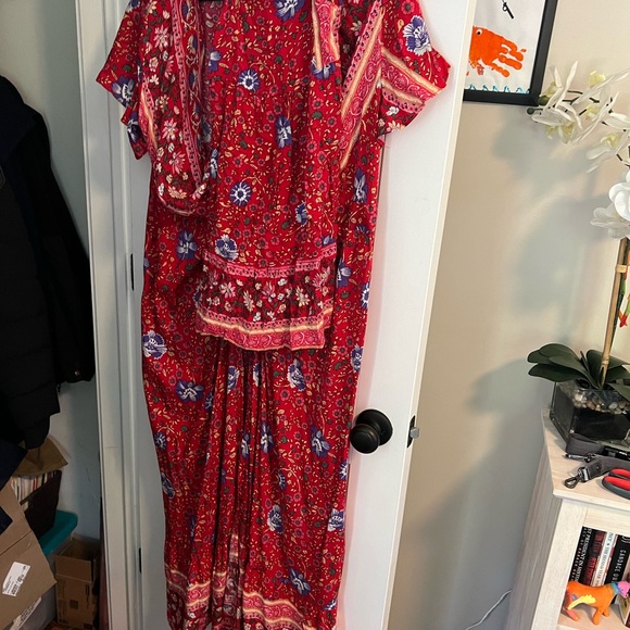 Mommy and me dress set in purple red flower print - Picture 1 of 5